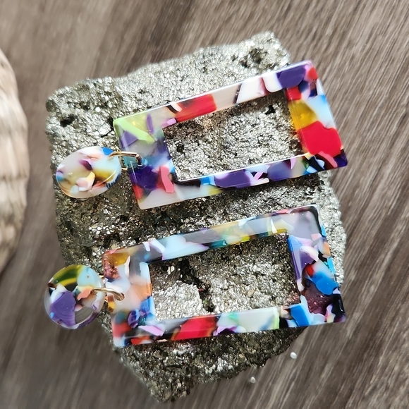 Acrylic Statement Earrings - Picture 3 of 6